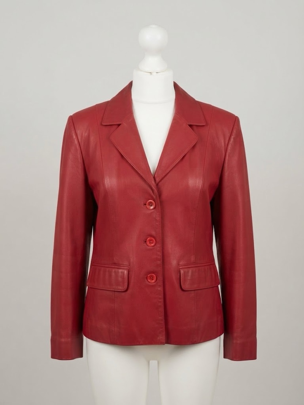 Cherry Red Italian Leather Blazer Jacket by Marc O Polo